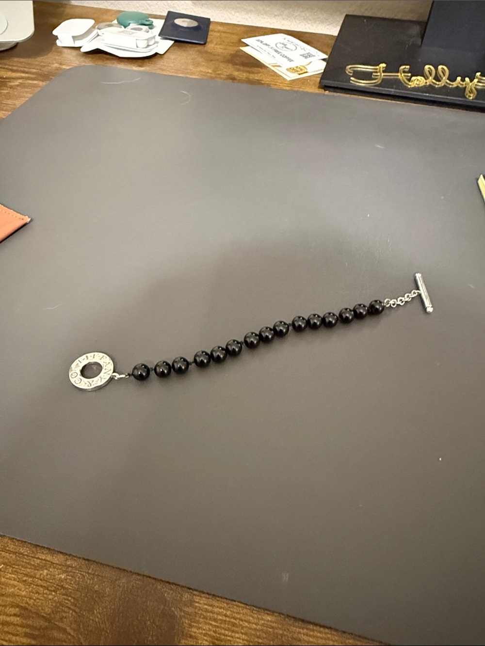Tiffany and Co. Beaded Toggle Bracelet in Black with Silver Accent